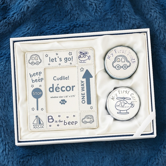 Cudlie! 3 Pc Keepsake Tooth & Curl Boxes & Picture Frame Set - Picture 1 of 7